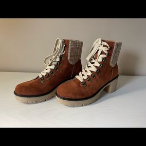 Camel ankle boots, size 6.5.